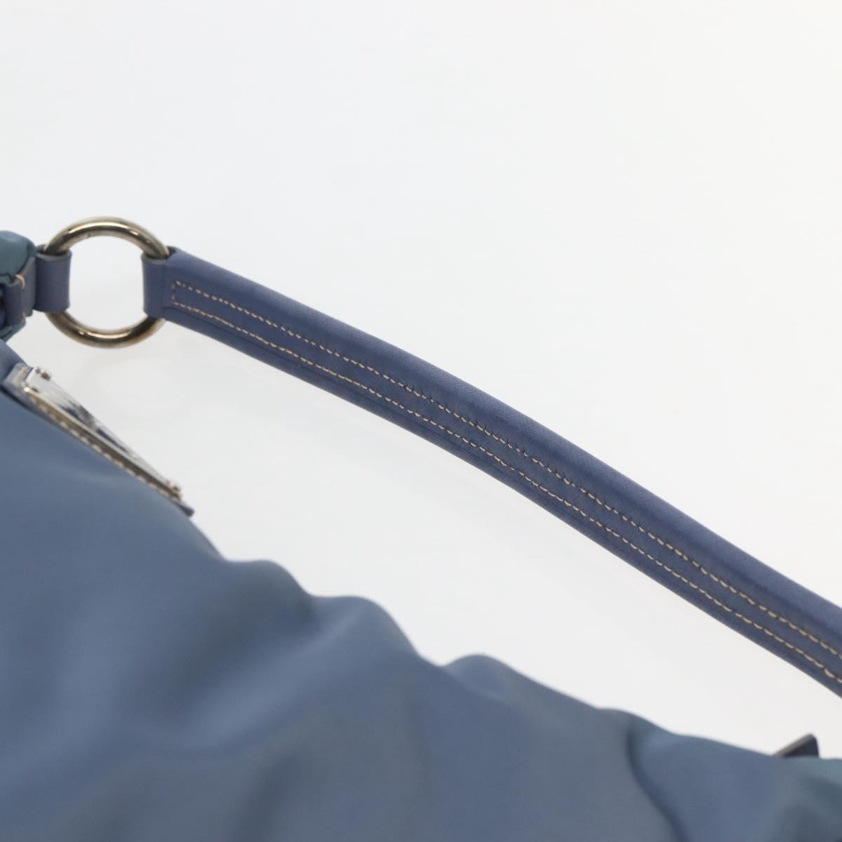 PRADA Shoulder Bag Nylon Light Blue Silver Auth 144144