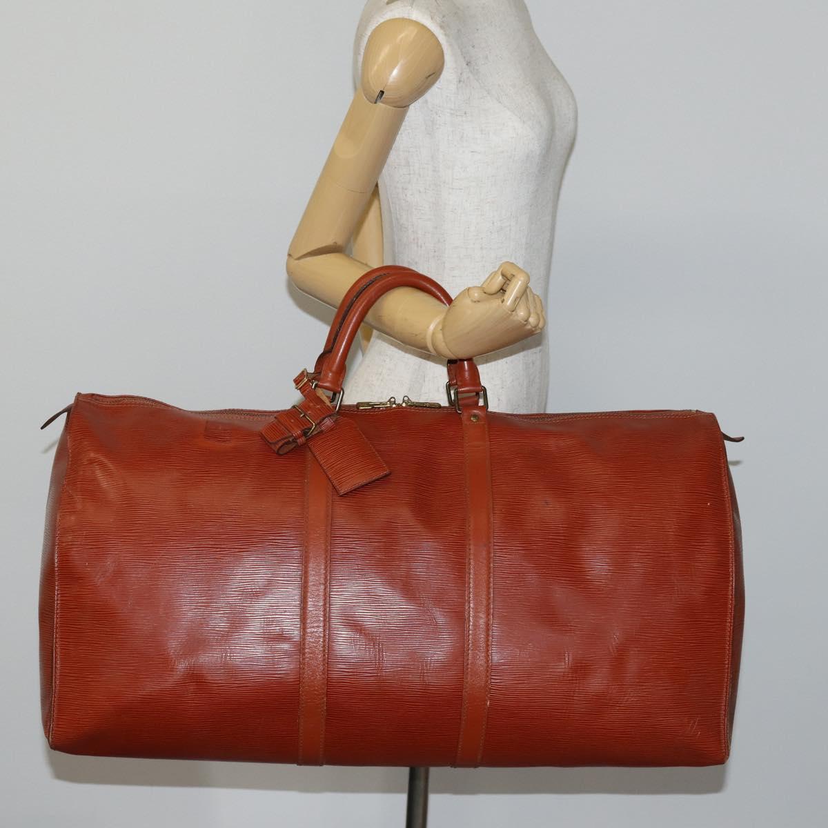 LOUIS VUITTON Epi Keepall 60 Boston Bag Vintage Brown M42948 LV Auth 144167