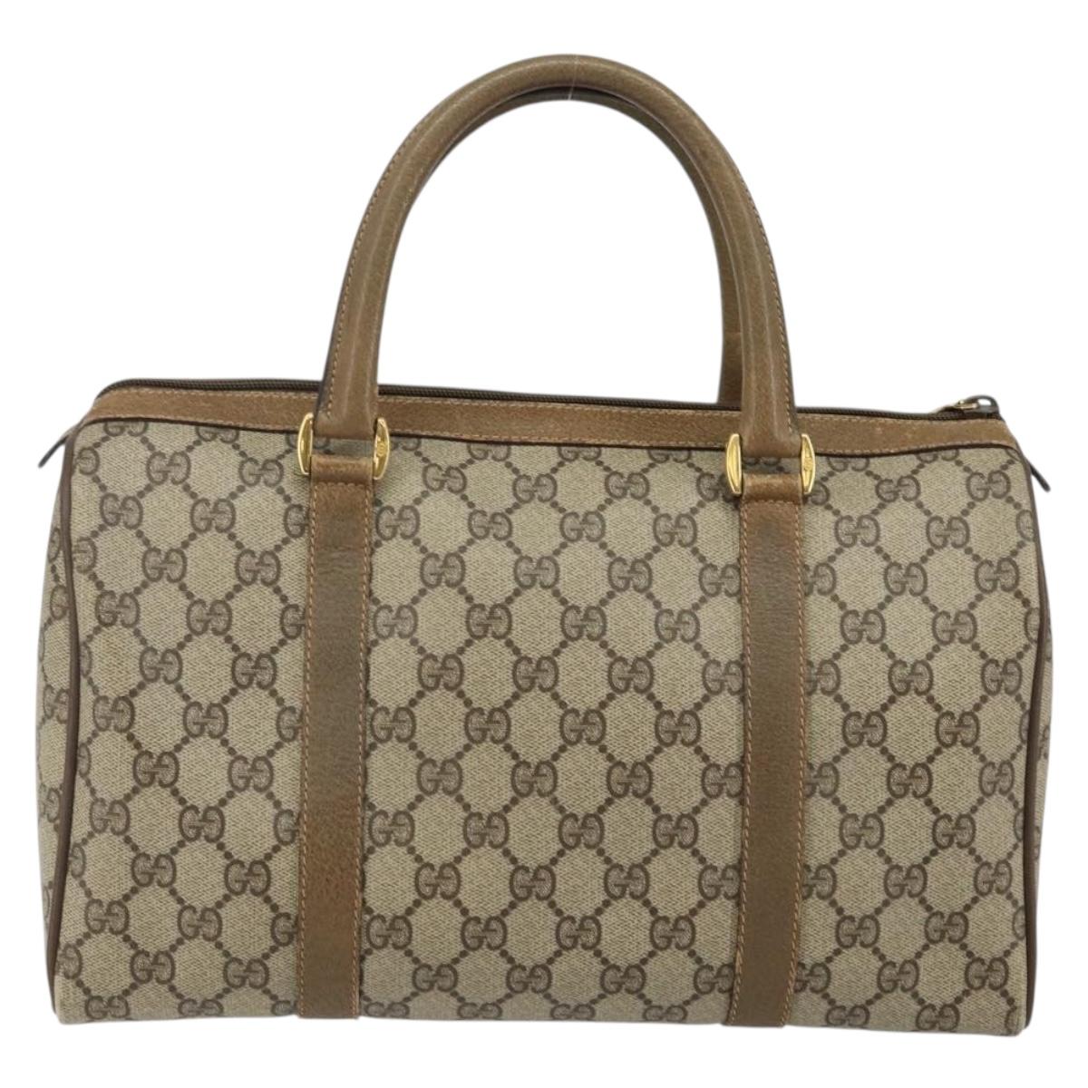 GUCCI GG Supreme Web Sherry Line Boston Bag PVC Beige Gold 40 02 007 Auth 144173