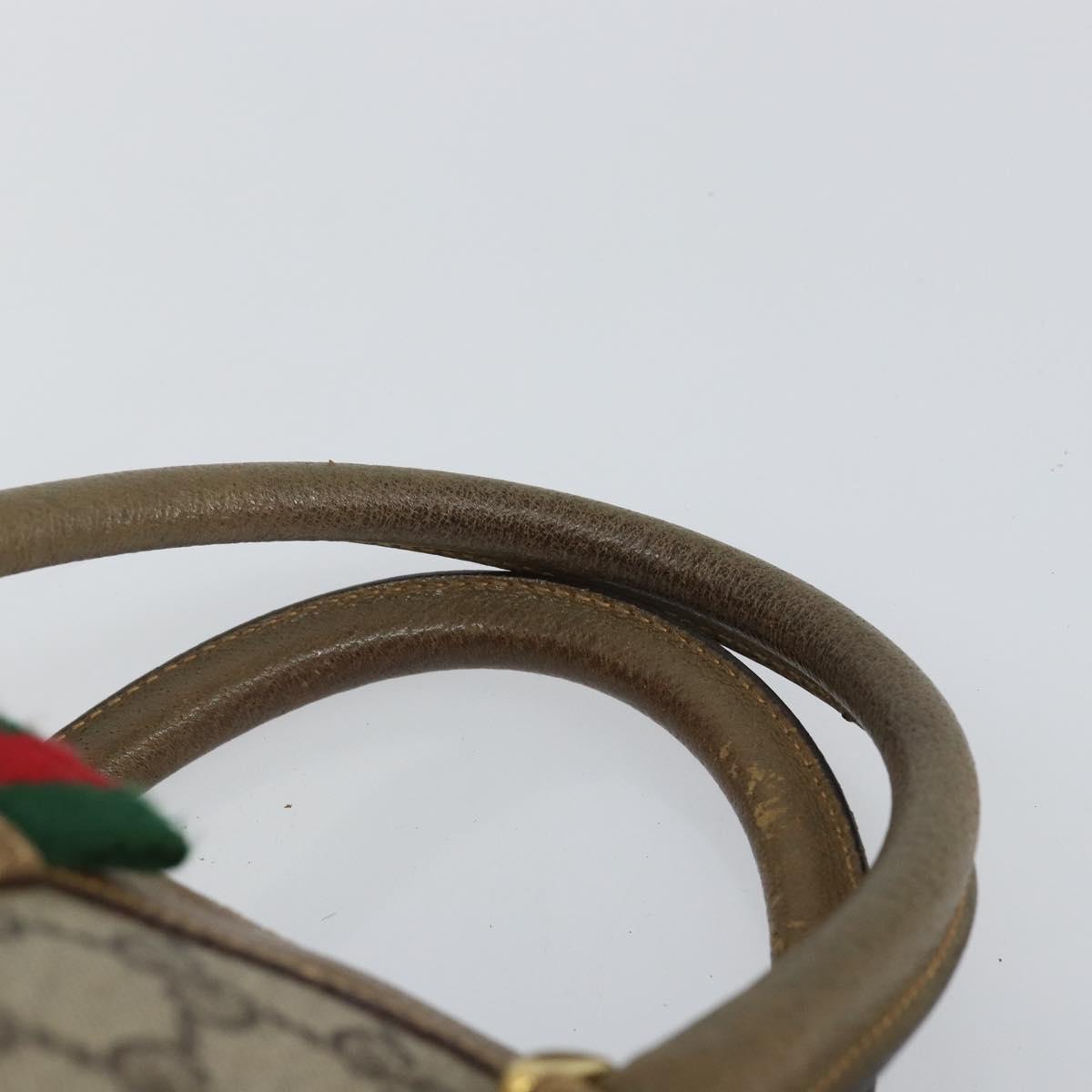 GUCCI GG Supreme Web Sherry Line Boston Bag PVC Beige Gold 40 02 007 Auth 144173