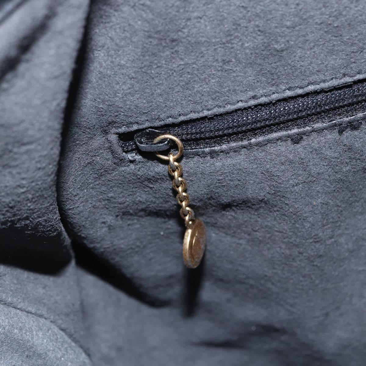 GUCCI Bamboo Shoulder Bag Leather Black Gold Auth 144177