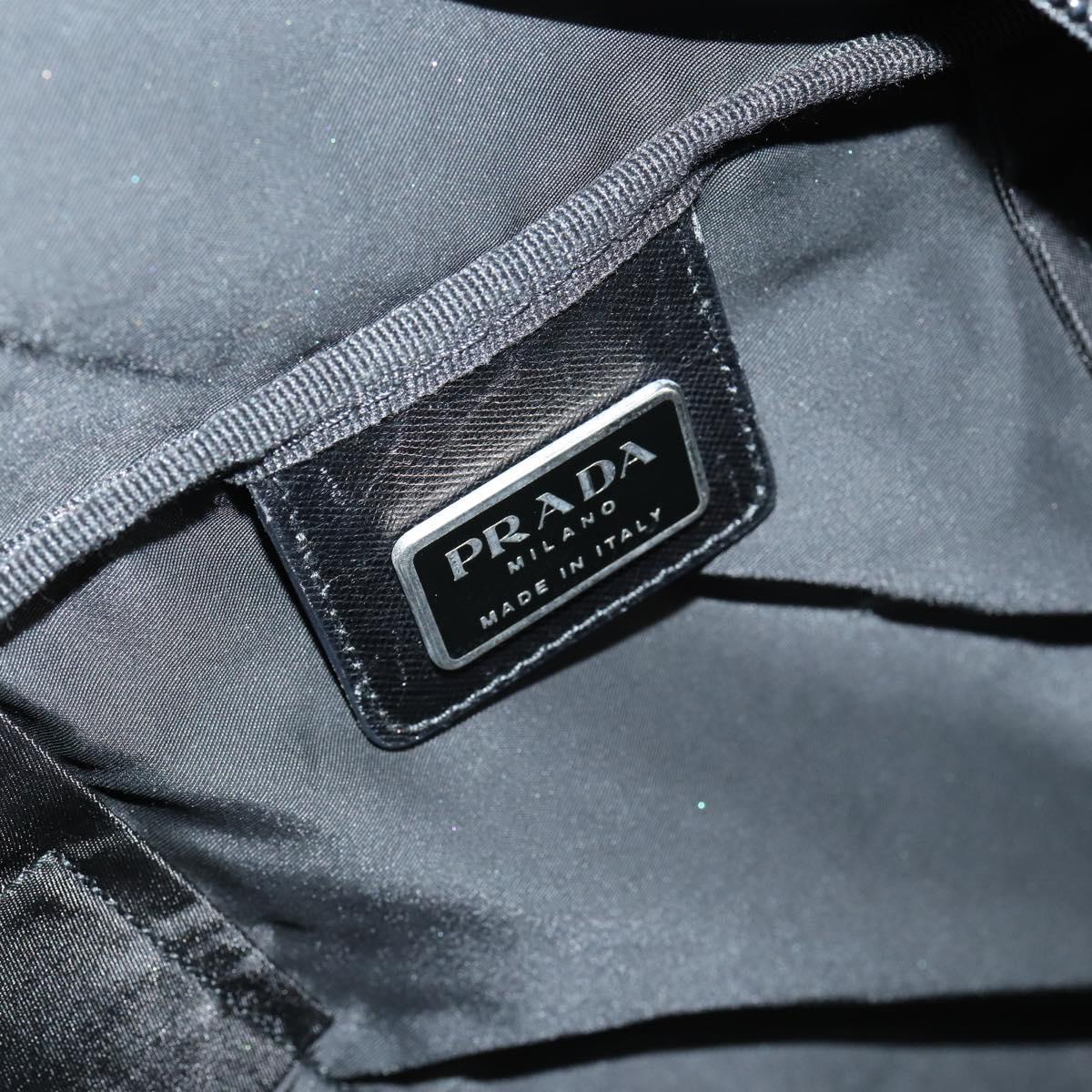 PRADA Boston Bag Nylon Black Silver Auth 144179