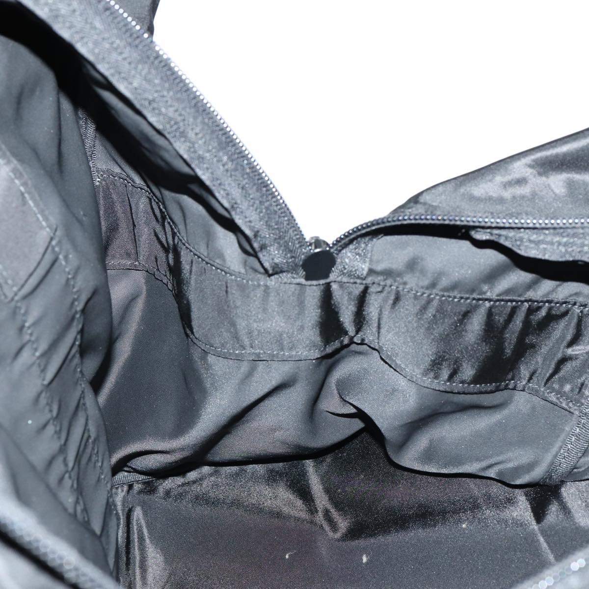 PRADA Boston Bag Nylon Black Silver Auth 144179