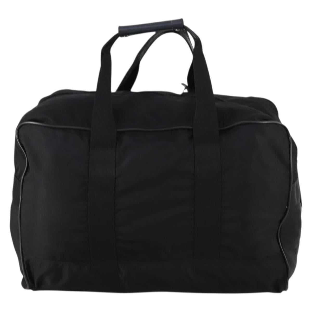 PRADA Boston Bag Nylon Black Silver Auth 144179
