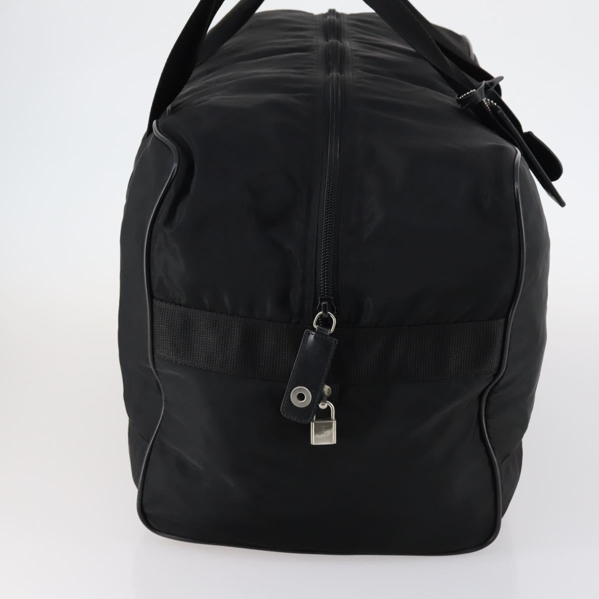 PRADA Boston Bag Nylon Black Silver Auth 144179