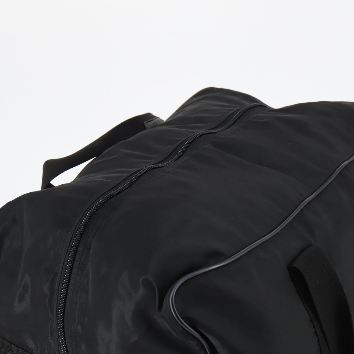 PRADA Boston Bag Nylon Black Silver Auth 144179