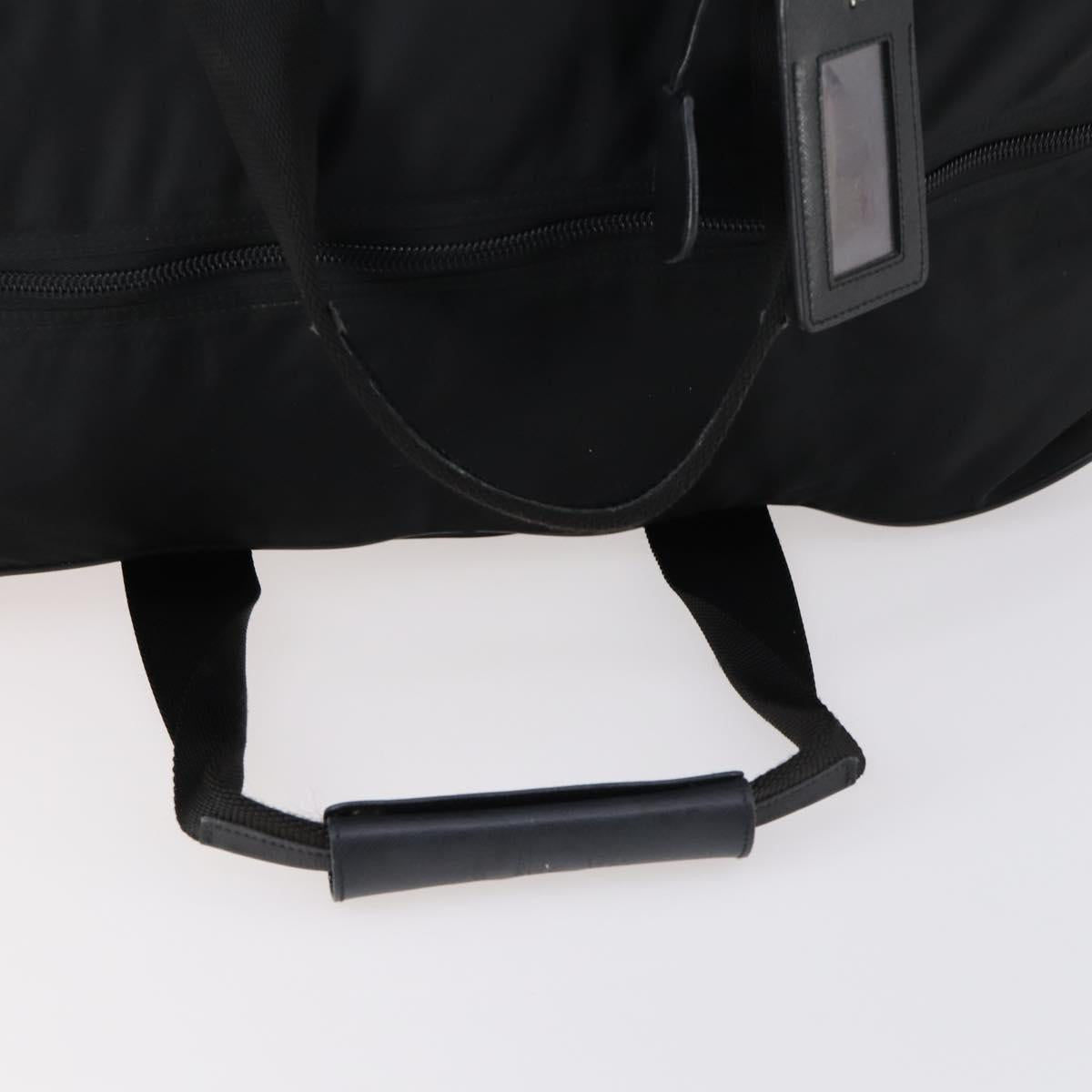 PRADA Boston Bag Nylon Black Silver Auth 144179