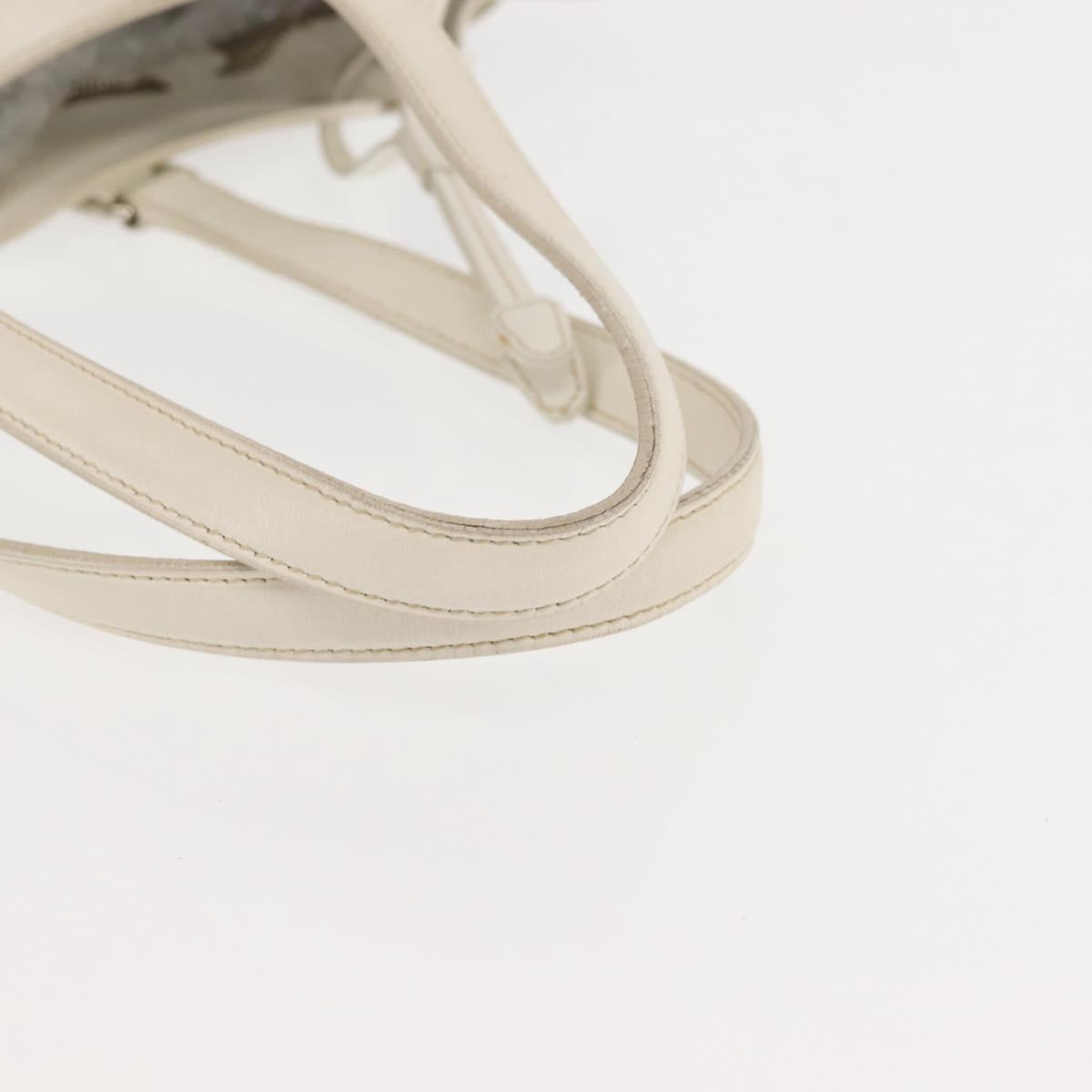 PRADA Tote Bag Canvas Leather Beige Silver Auth 144180