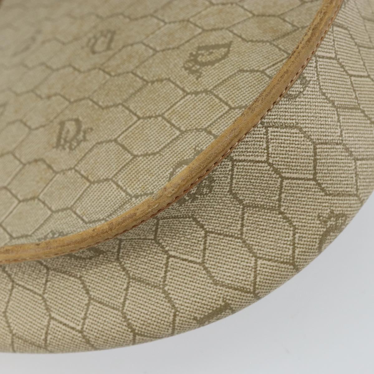 Christian Dior Honeycomb Canvas Shoulder Bag PVC Beige Auth 144185