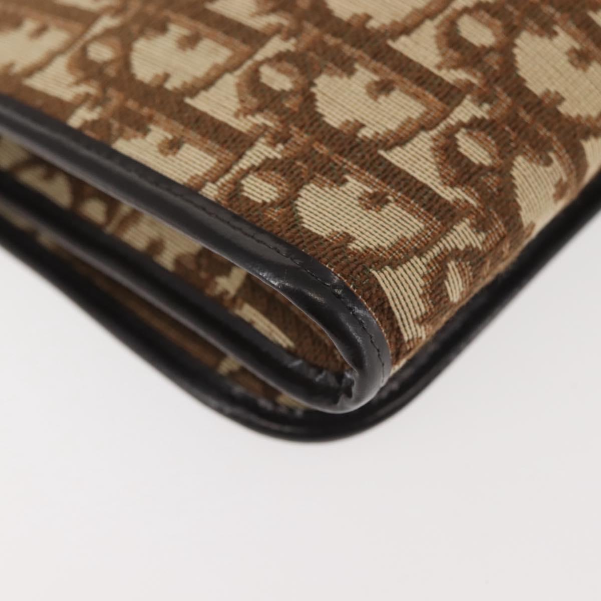 Christian Dior Trotter Canvas Chain Shoulder Bag Brown Gold Auth 144207