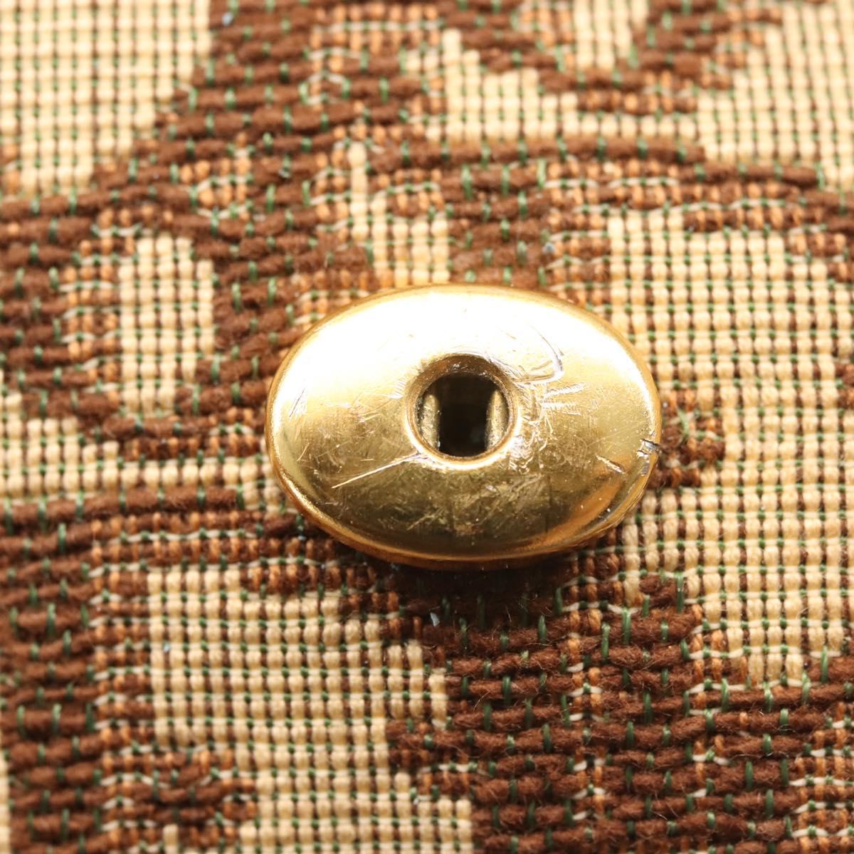 Christian Dior Trotter Canvas Chain Shoulder Bag Brown Gold Auth 144207