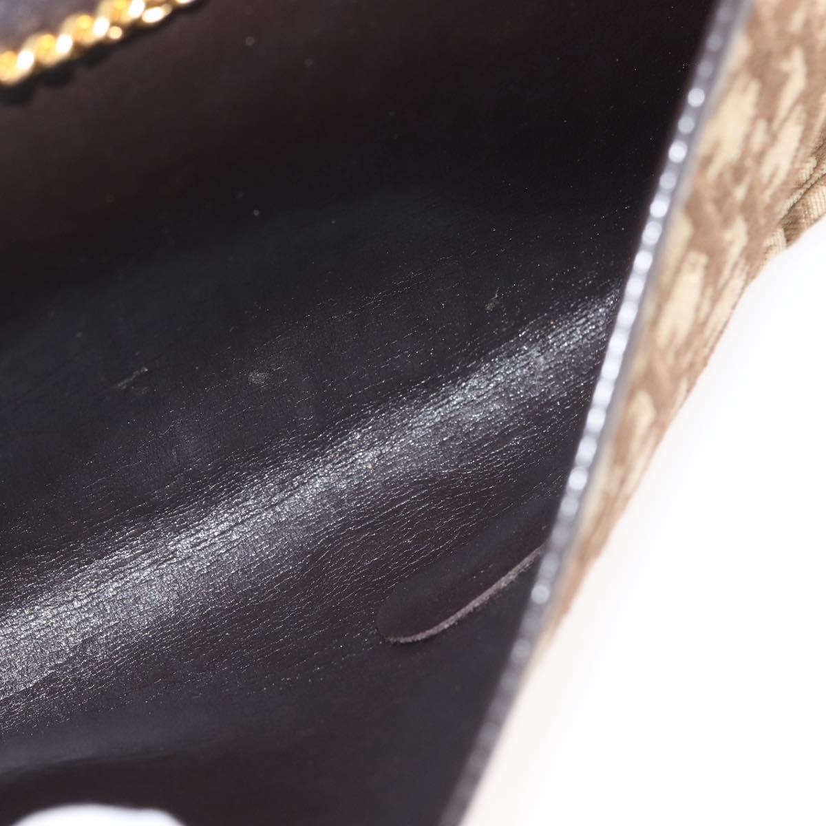 Christian Dior Trotter Canvas Chain Shoulder Bag Brown Gold Auth 144207