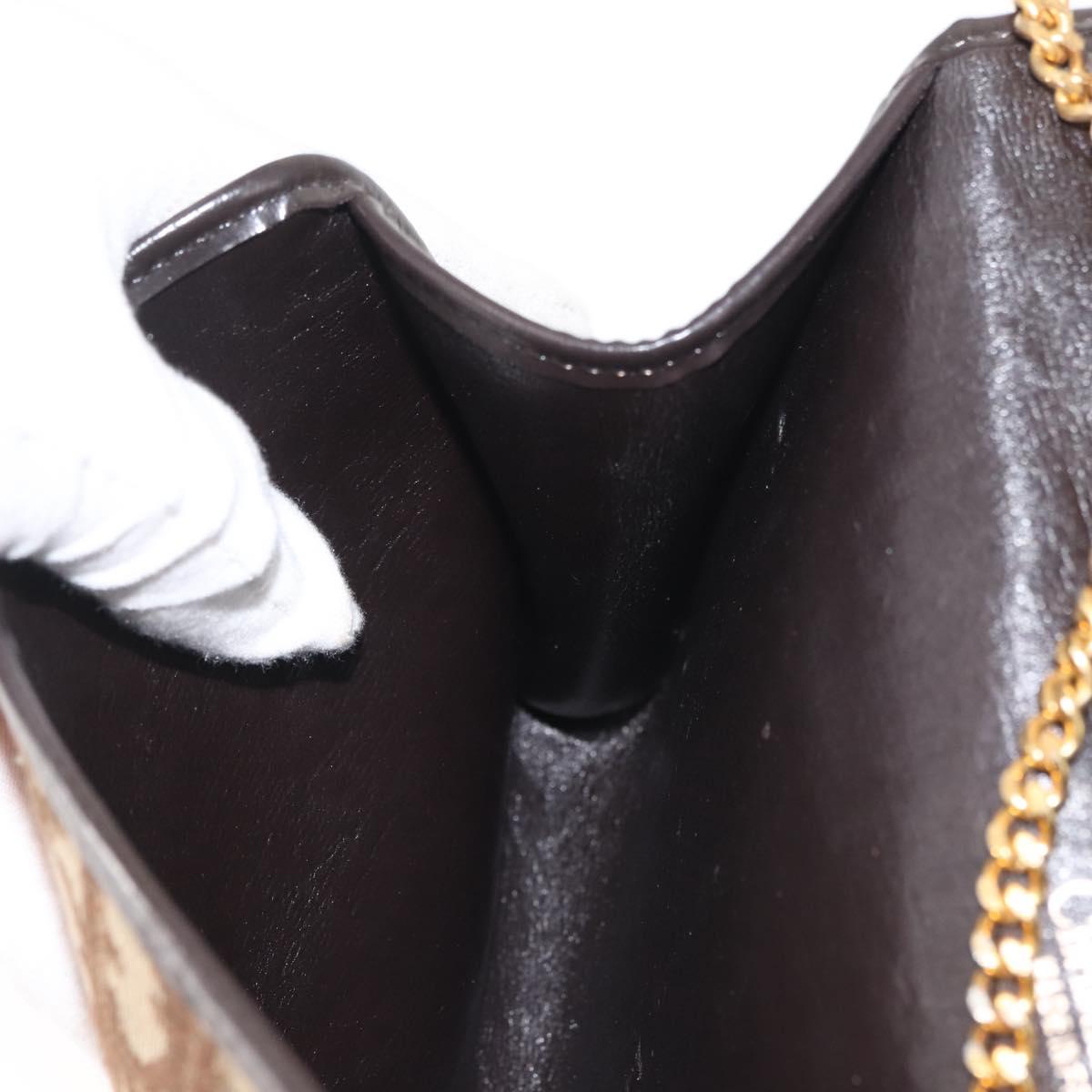 Christian Dior Trotter Canvas Chain Shoulder Bag Brown Gold Auth 144207