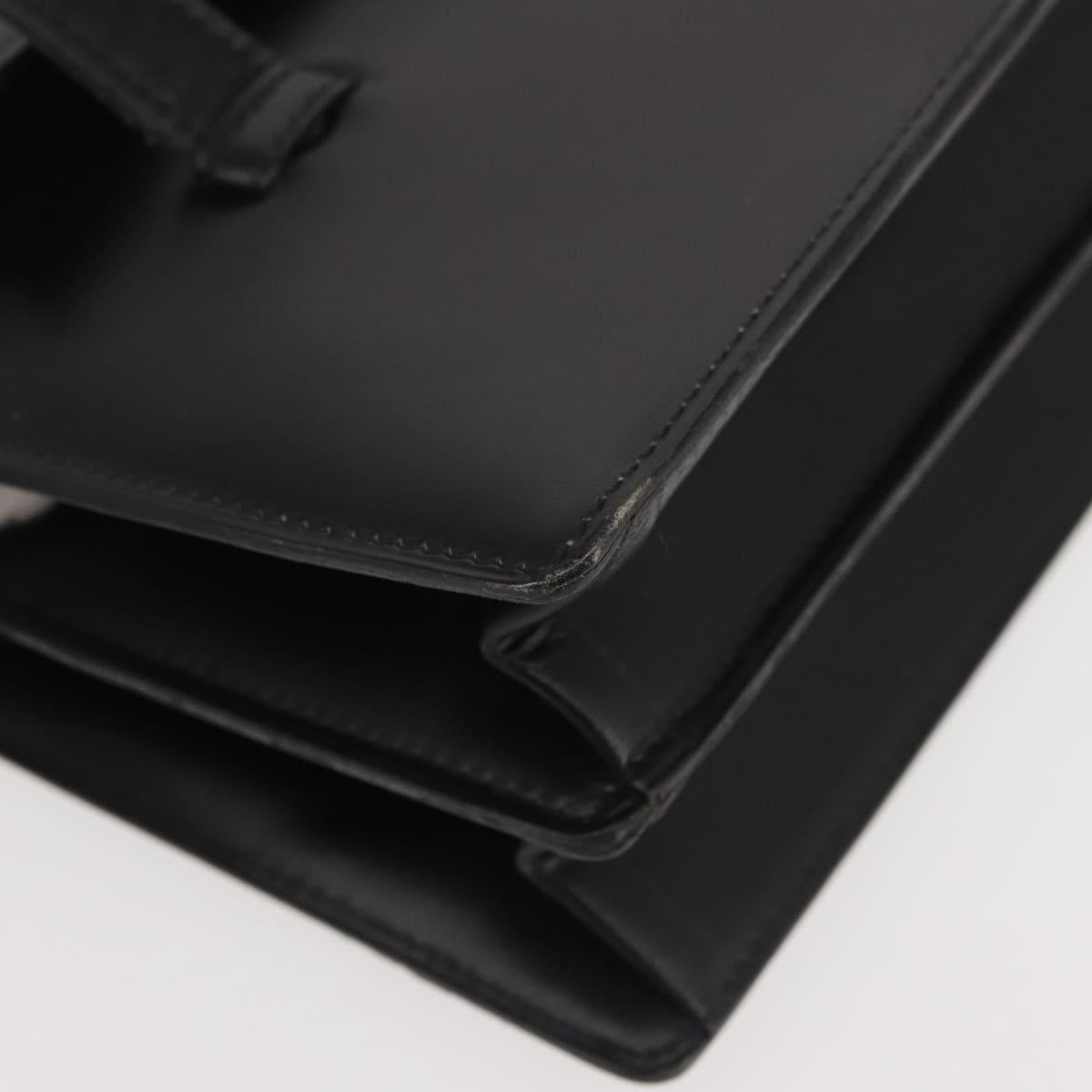 Christian Dior Hand Bag Leather Black Gold Auth 144209