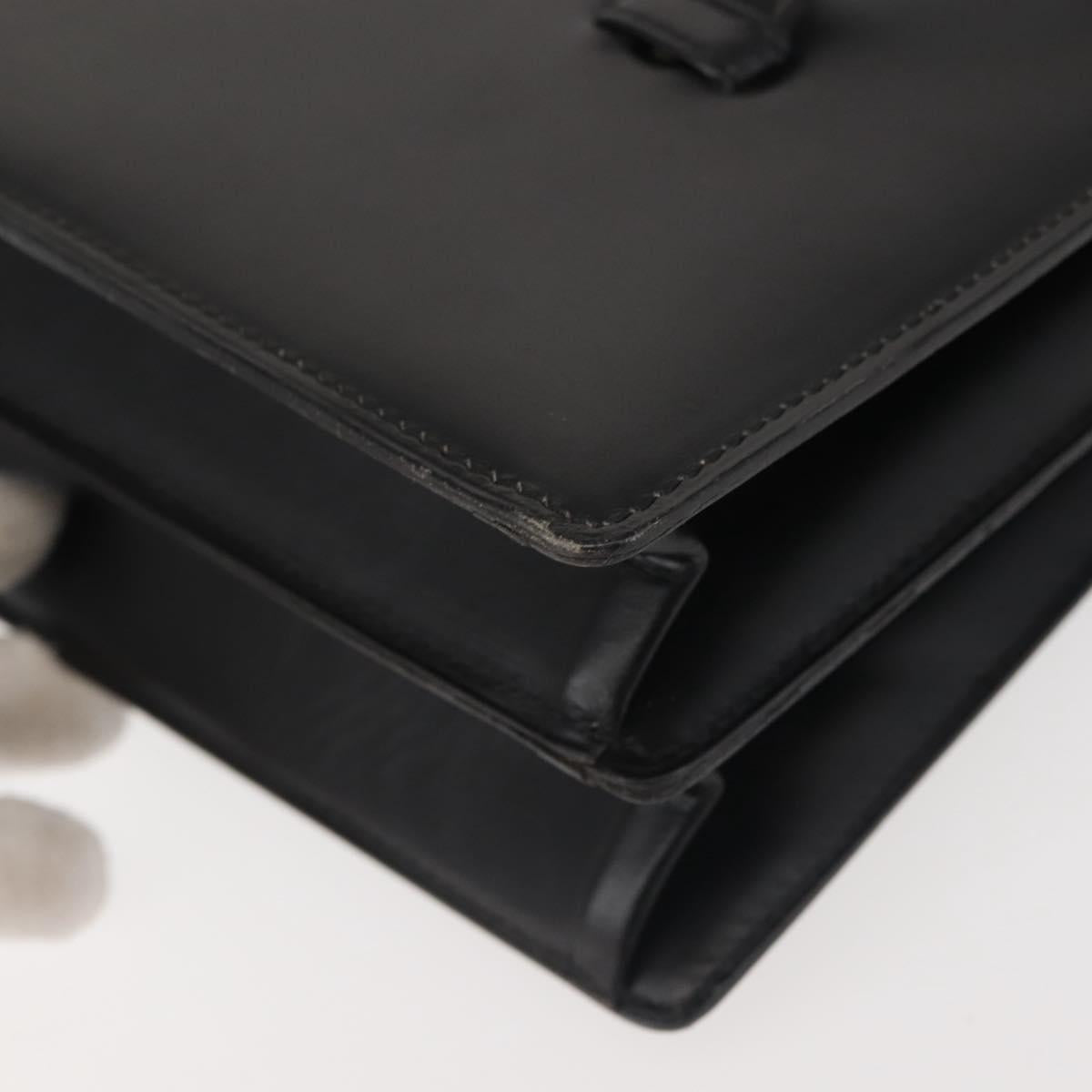 Christian Dior Hand Bag Leather Black Gold Auth 144209