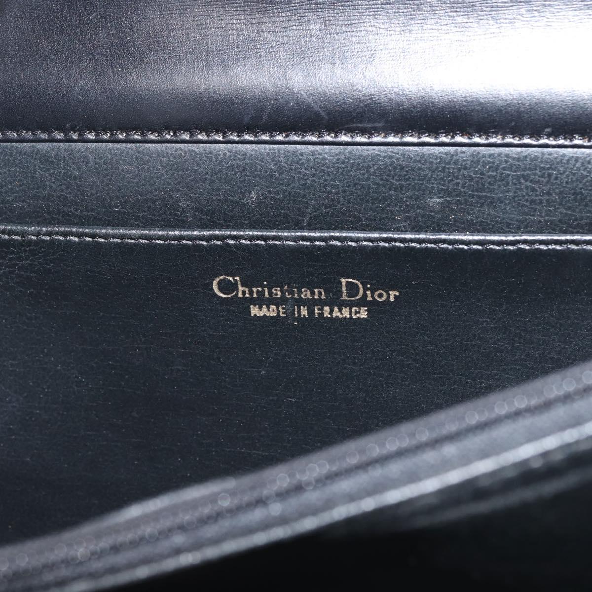 Christian Dior Hand Bag Leather Black Gold Auth 144209