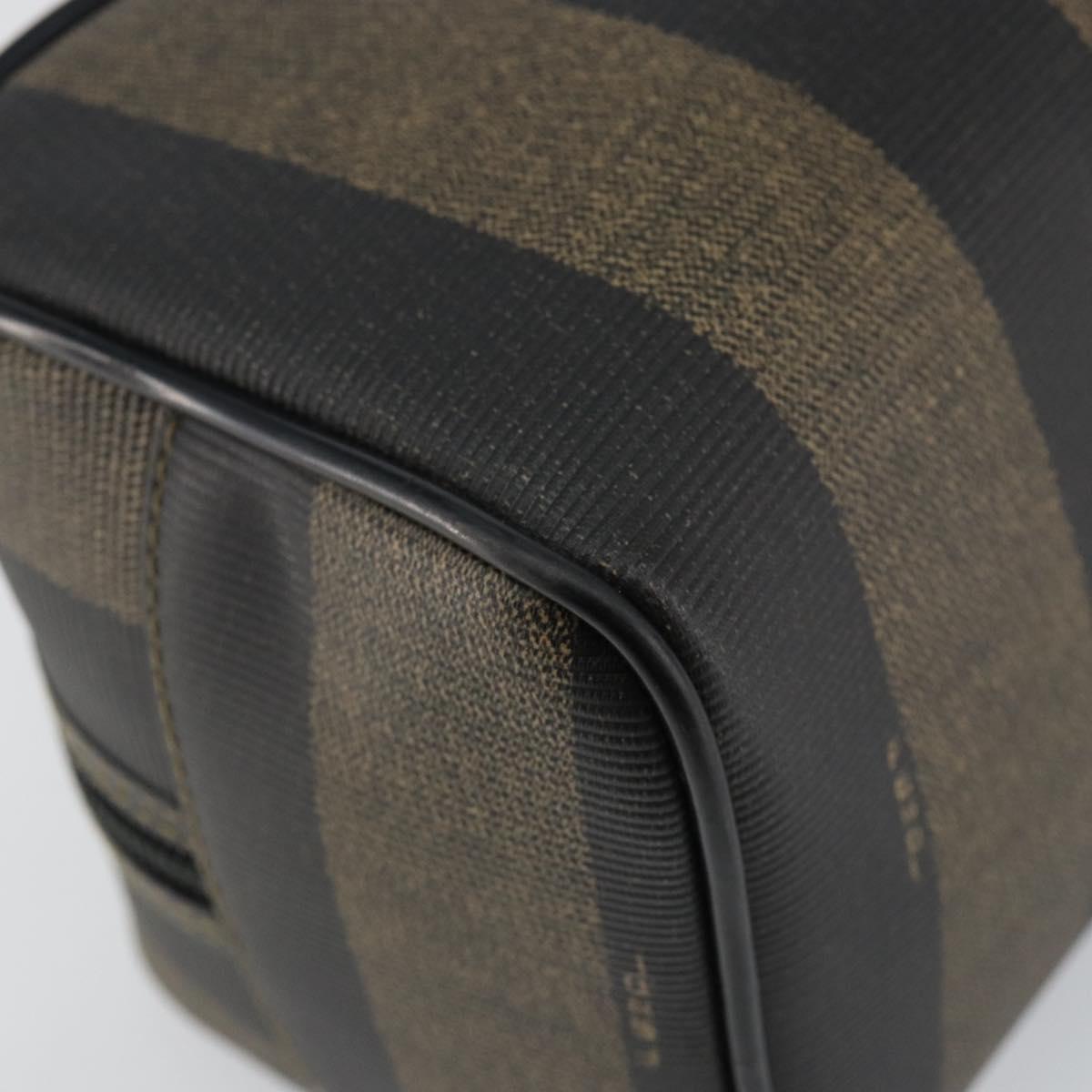 FENDI Pecan Canvas Clutch Bag PVC Black Brown gold Auth 144211