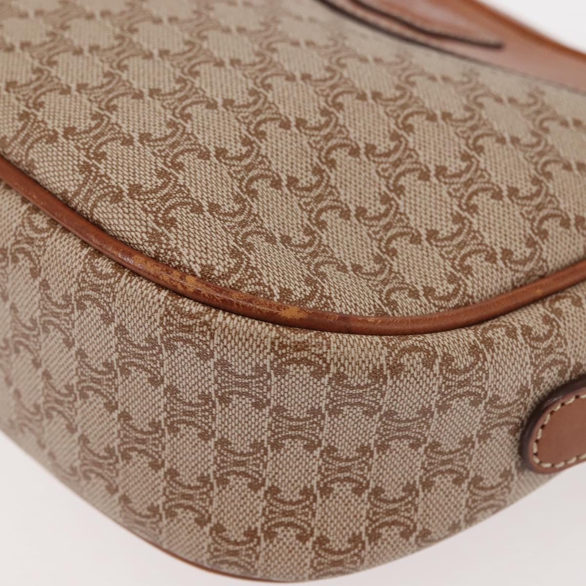 CELINE Macadam Canvas Shoulder Bag PVC Beige Gold Auth 144212