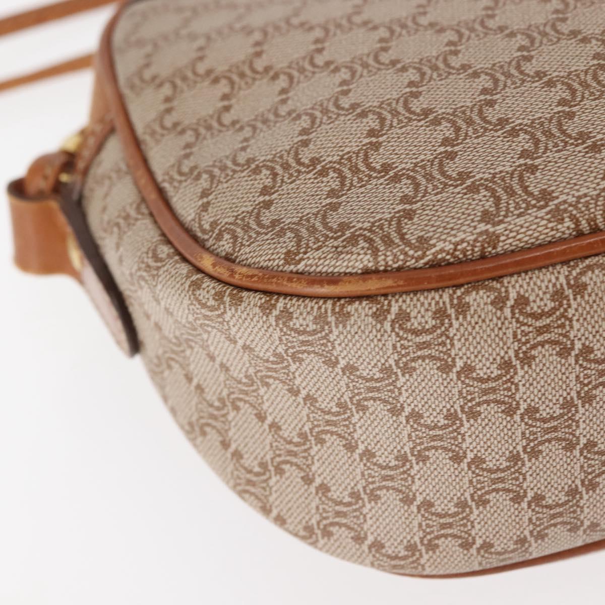 CELINE Macadam Canvas Shoulder Bag PVC Beige Gold Auth 144212