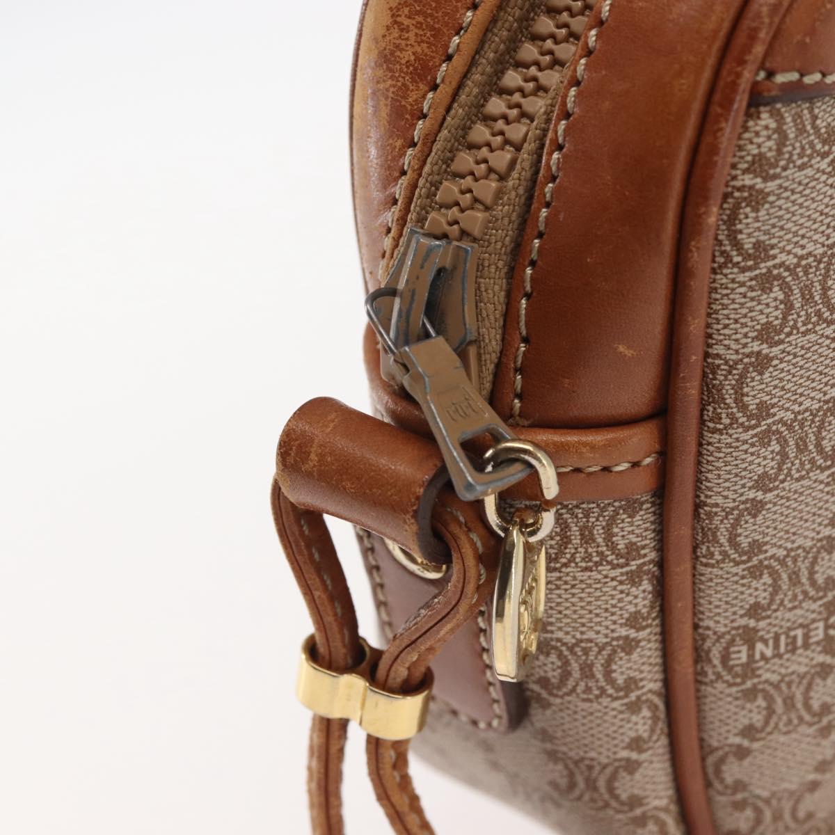 CELINE Macadam Canvas Shoulder Bag PVC Beige Gold Auth 144212