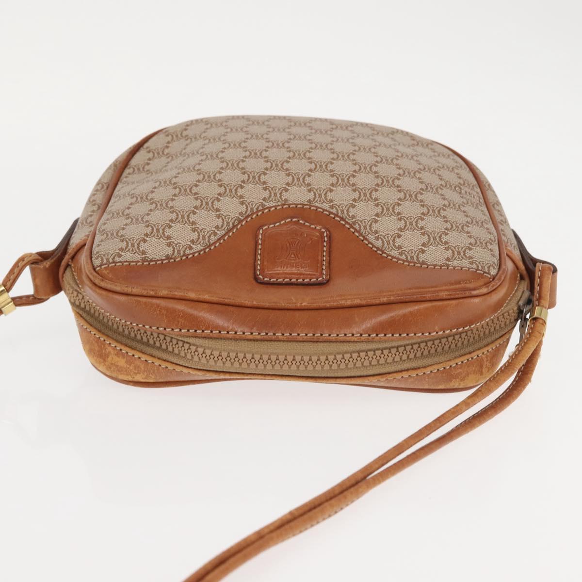 CELINE Macadam Canvas Shoulder Bag PVC Beige Gold Auth 144212