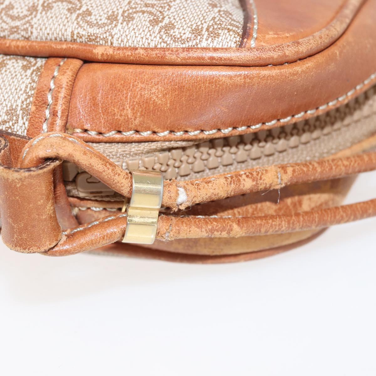 CELINE Macadam Canvas Shoulder Bag PVC Beige Gold Auth 144212