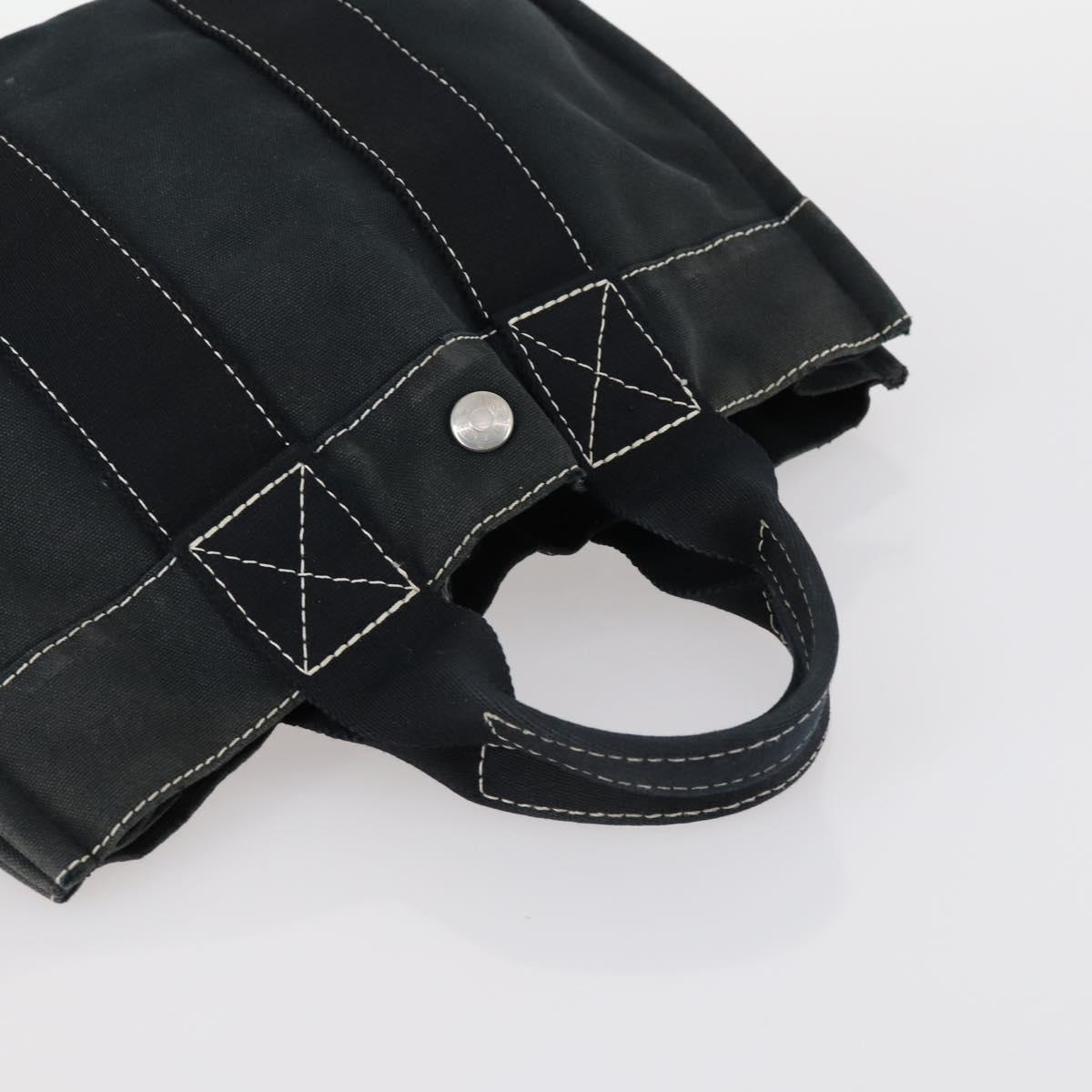 HERMES Fourre Tout Hand Bag Canvas 2Set Gray Black Auth 144215