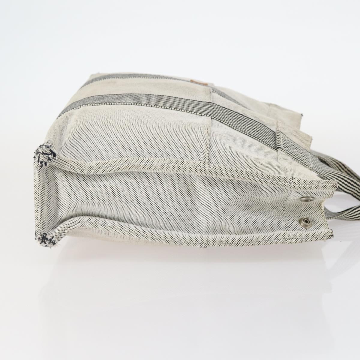 HERMES Fourre Tout Hand Bag Canvas 2Set Gray Black Auth 144215