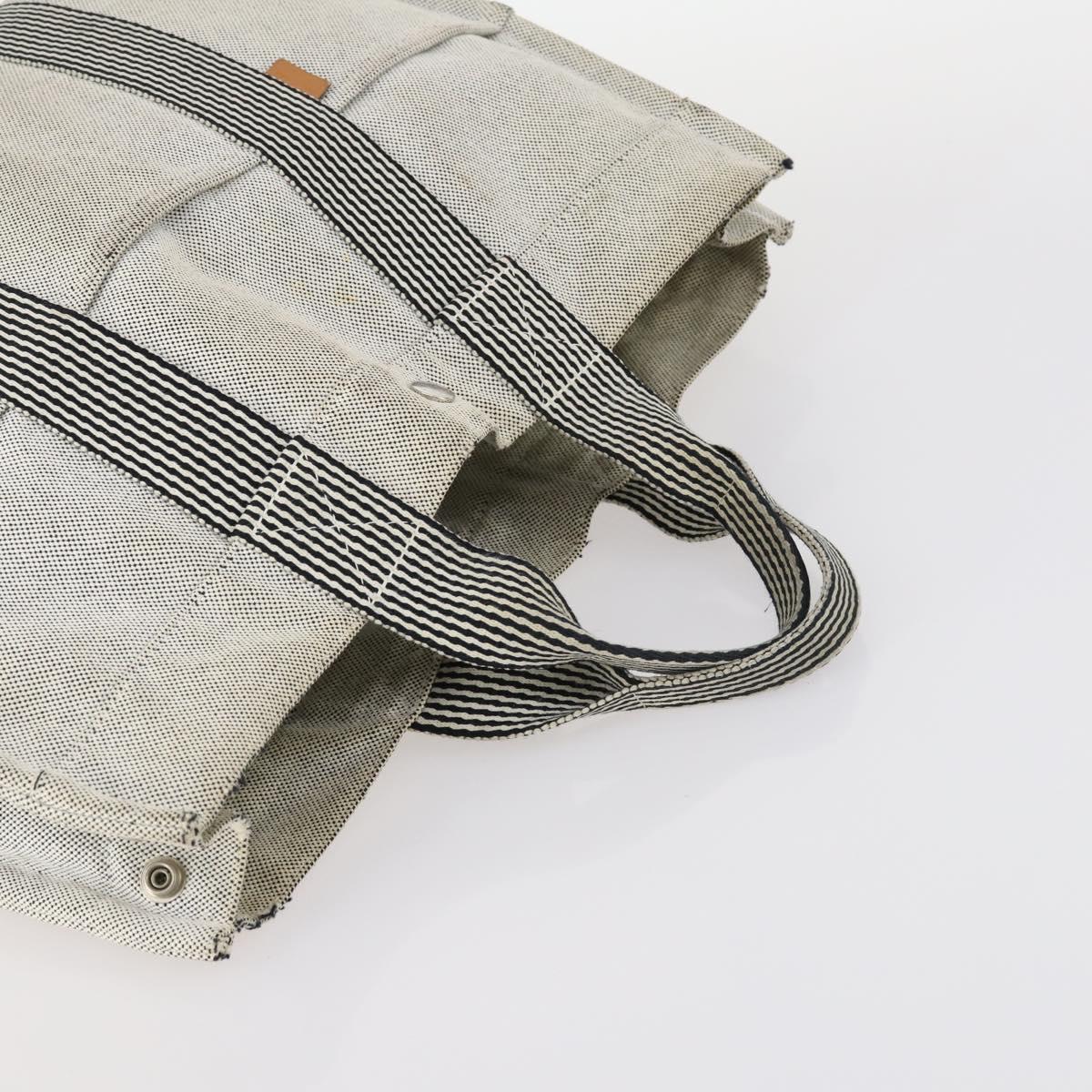 HERMES Fourre Tout Hand Bag Canvas 2Set Gray Black Auth 144215