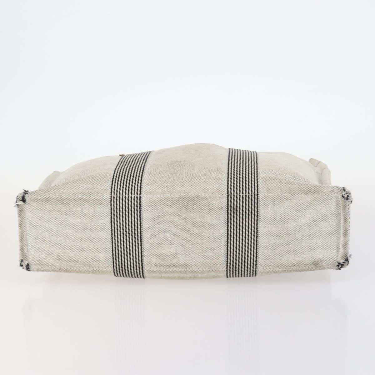 HERMES Fourre Tout Hand Bag Canvas 2Set Gray Black Auth 144215