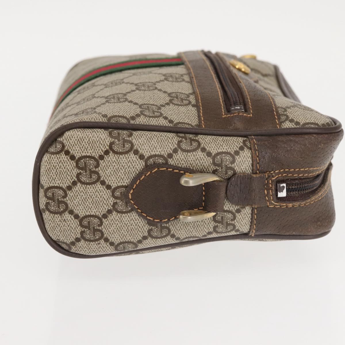GUCCI GG Supreme Web Sherry Line Shoulder Bag PVC Beige Gold 010 37 Auth 144222