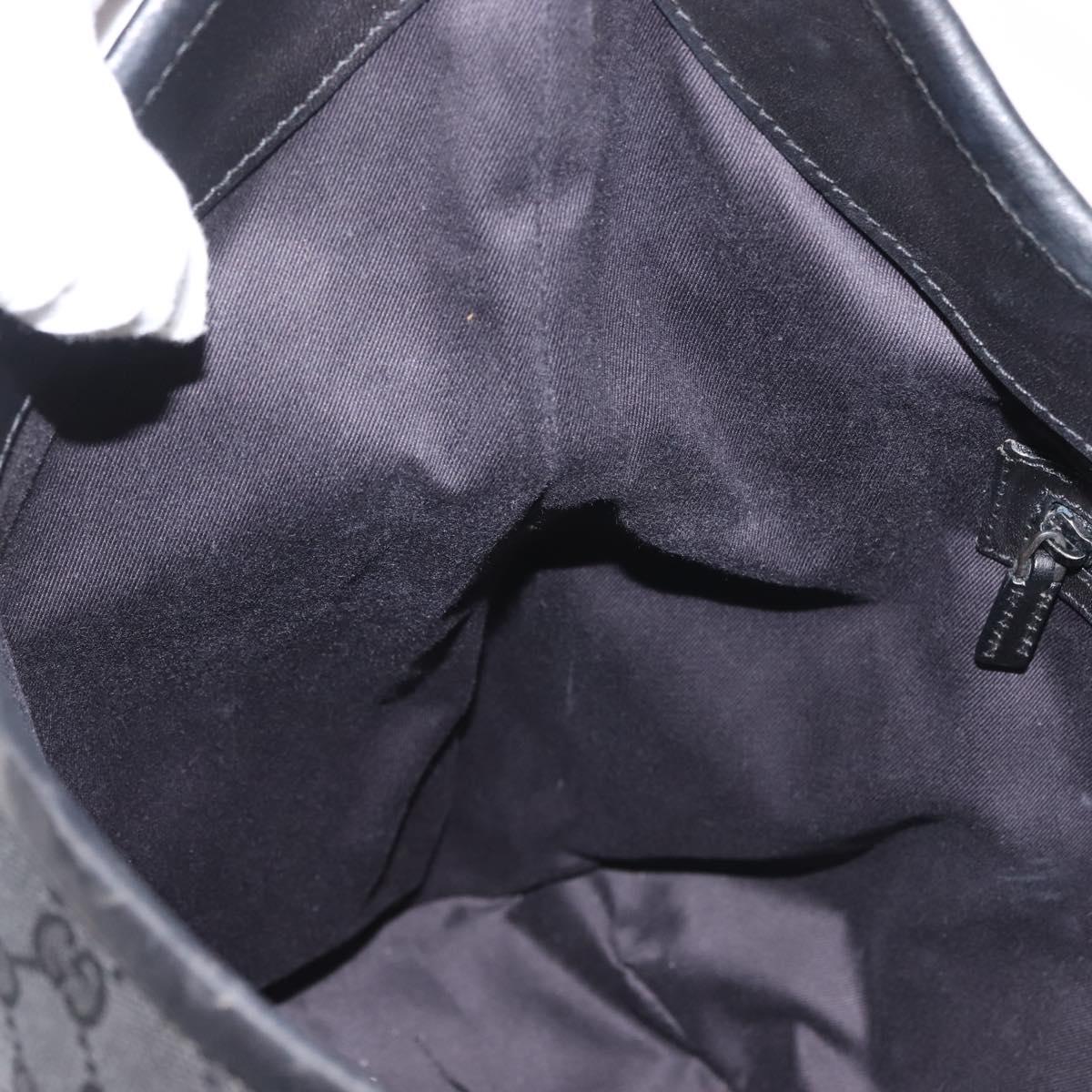 GUCCI GG Canvas Shoulder Bag Black Silver 106242 Auth 144224