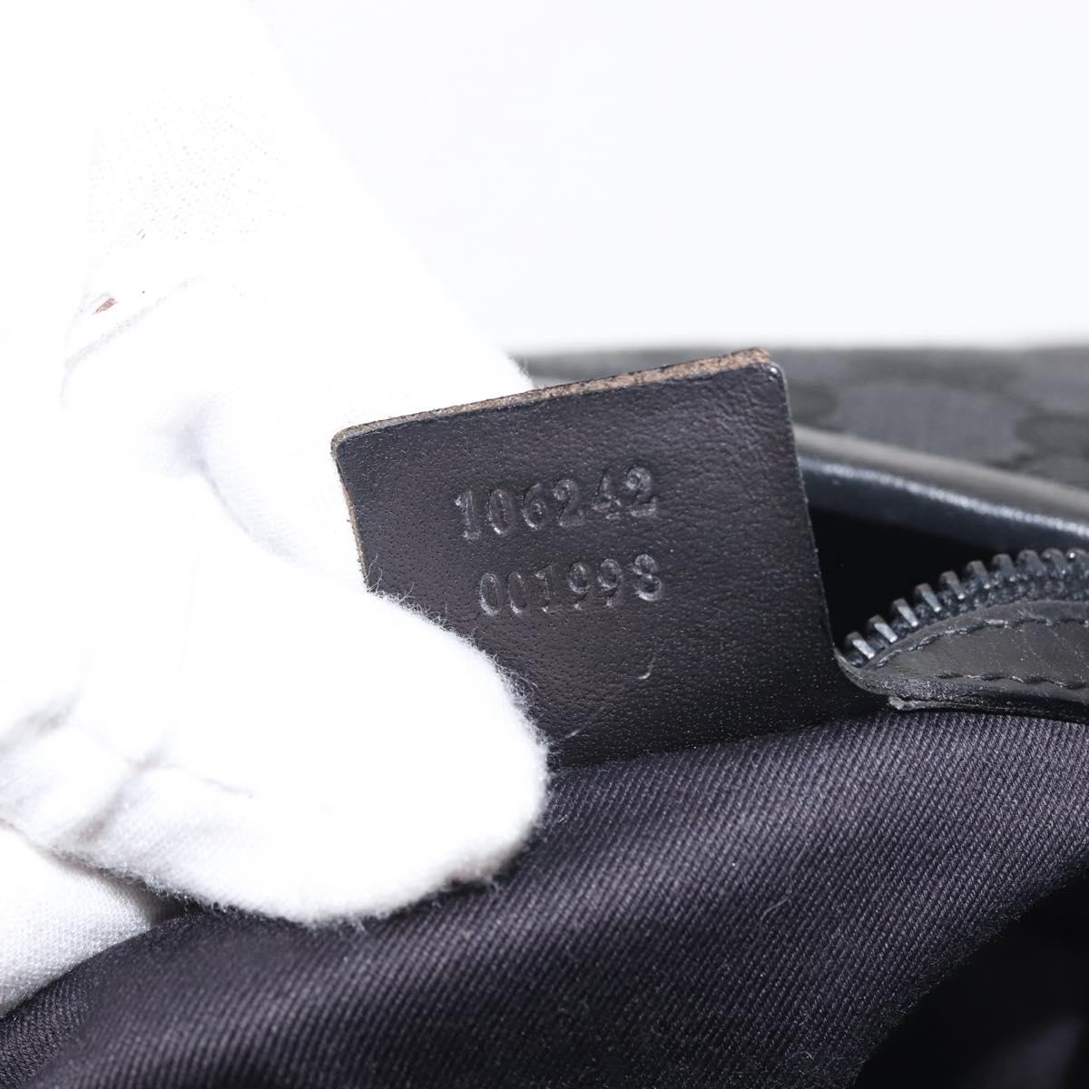 GUCCI GG Canvas Shoulder Bag Black Silver 106242 Auth 144224