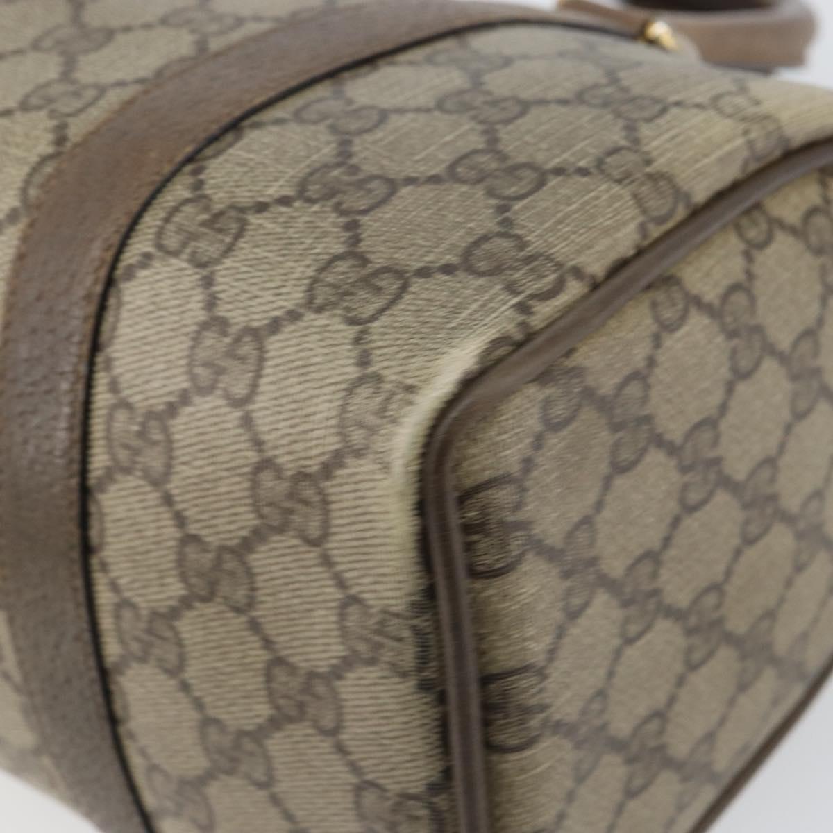 GUCCI GG Supreme Web Sherry Line Bag PVC Beige Gold 116 02 006 Auth 144226