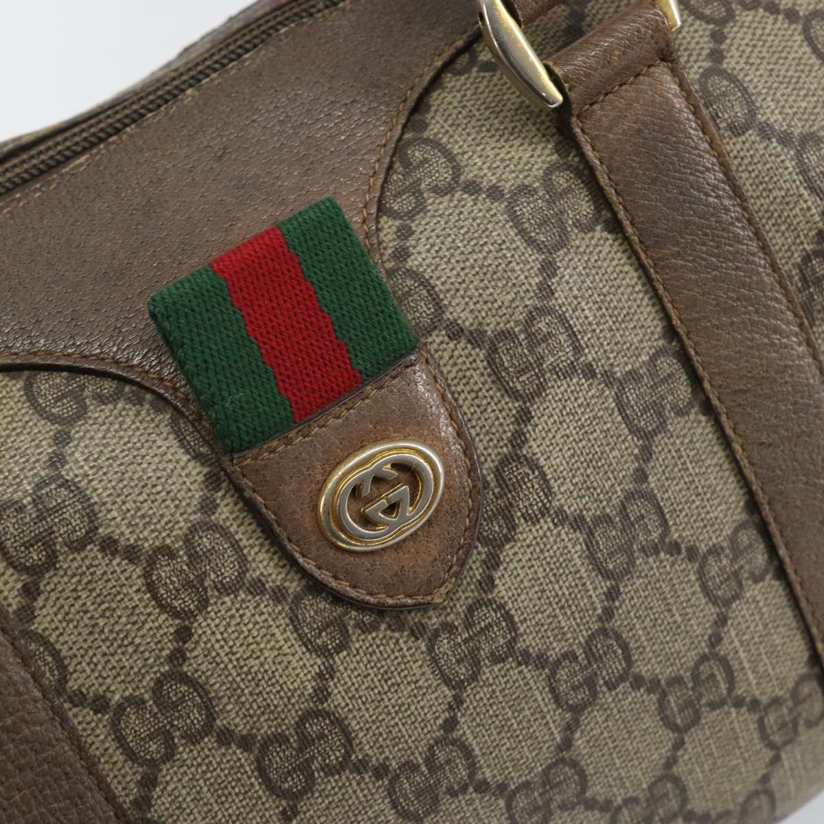 GUCCI GG Supreme Web Sherry Line Bag PVC Beige Gold 116 02 006 Auth 144226