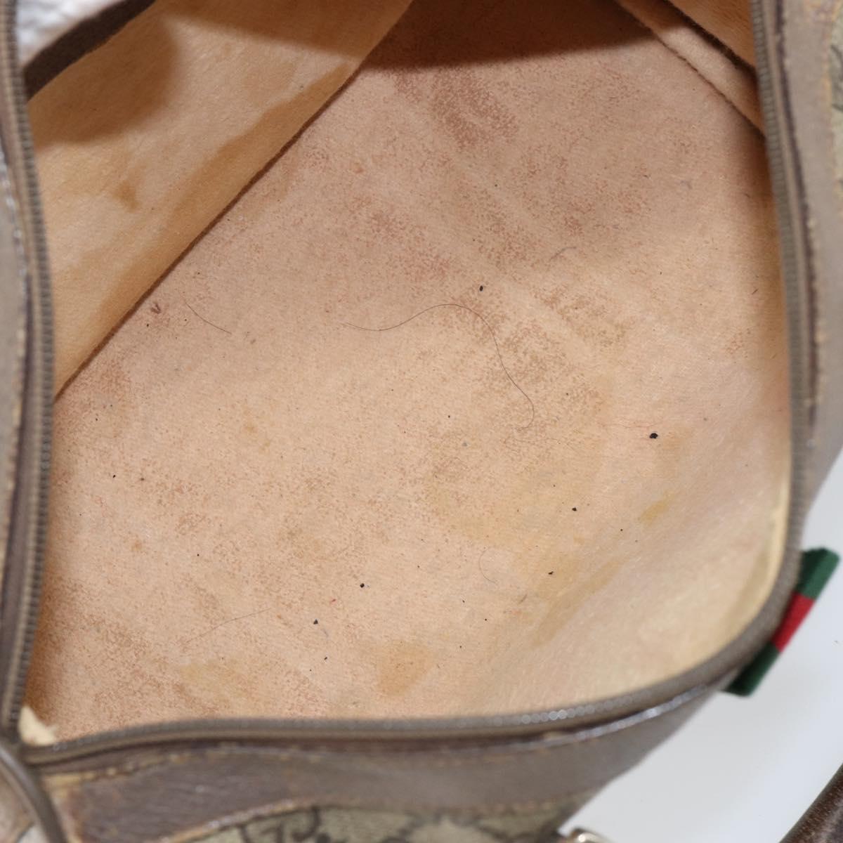 GUCCI GG Supreme Web Sherry Line Bag PVC Beige Gold 116 02 006 Auth 144226