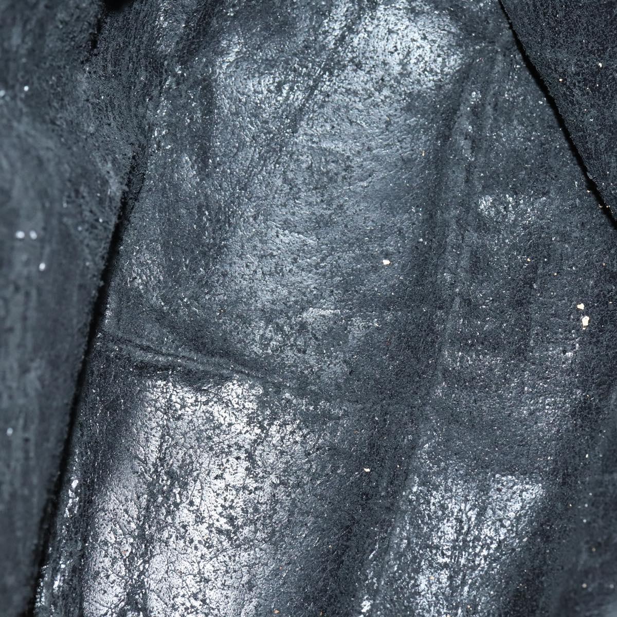 GUCCI Bamboo Shoulder Bag Suede 2way Black Gold 001 1577 Auth 144229