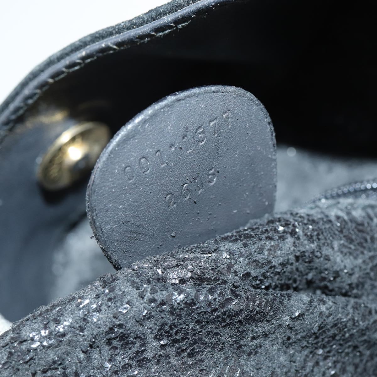 GUCCI Bamboo Shoulder Bag Suede 2way Black Gold 001 1577 Auth 144229