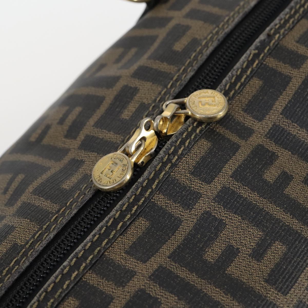 FENDI Zucca Canvas Boston Bag PVC Black Brown Auth 144233