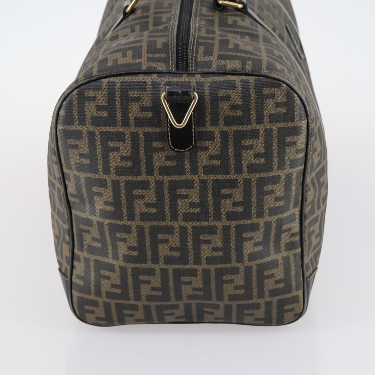 FENDI Zucca Canvas Boston Bag PVC Black Brown Auth 144233