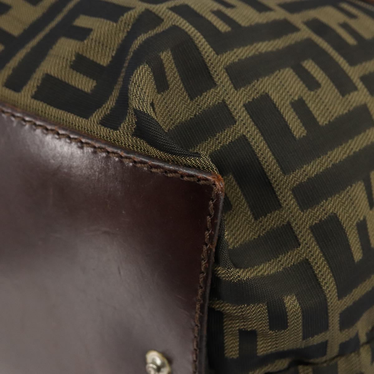 FENDI Zucca Canvas Hand Bag Black Brown Auth 144248