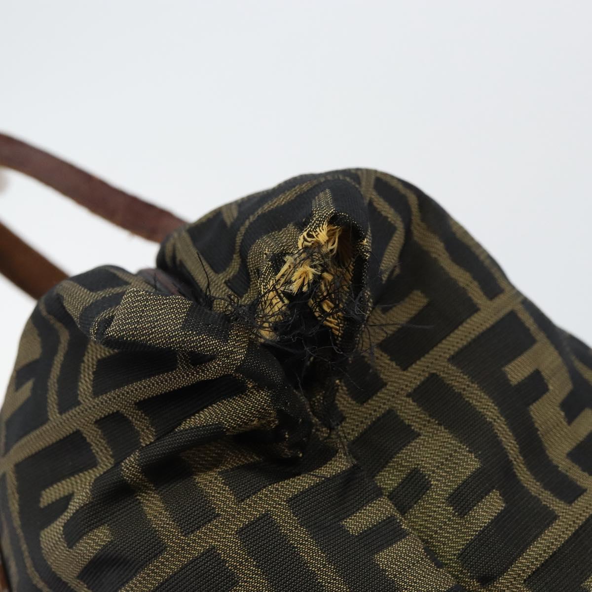 FENDI Zucca Canvas Hand Bag Black Brown Auth 144248