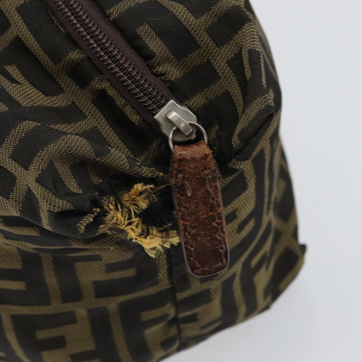 FENDI Zucca Canvas Hand Bag Black Brown Auth 144248