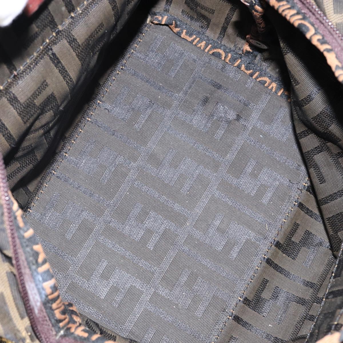 FENDI Zucca Canvas Hand Bag Black Brown Auth 144248