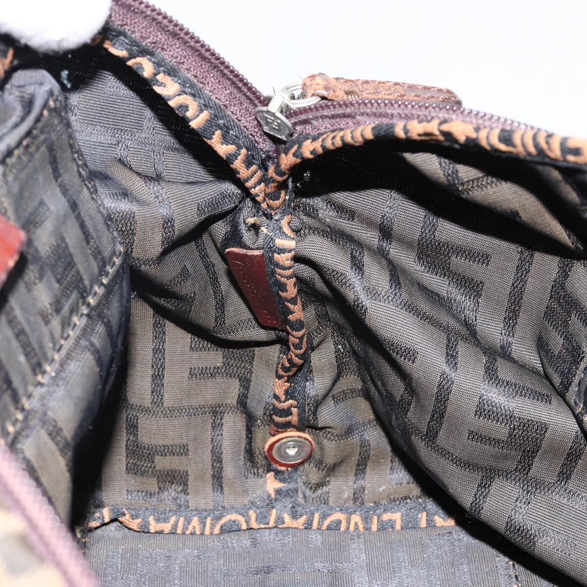FENDI Zucca Canvas Hand Bag Black Brown Auth 144248