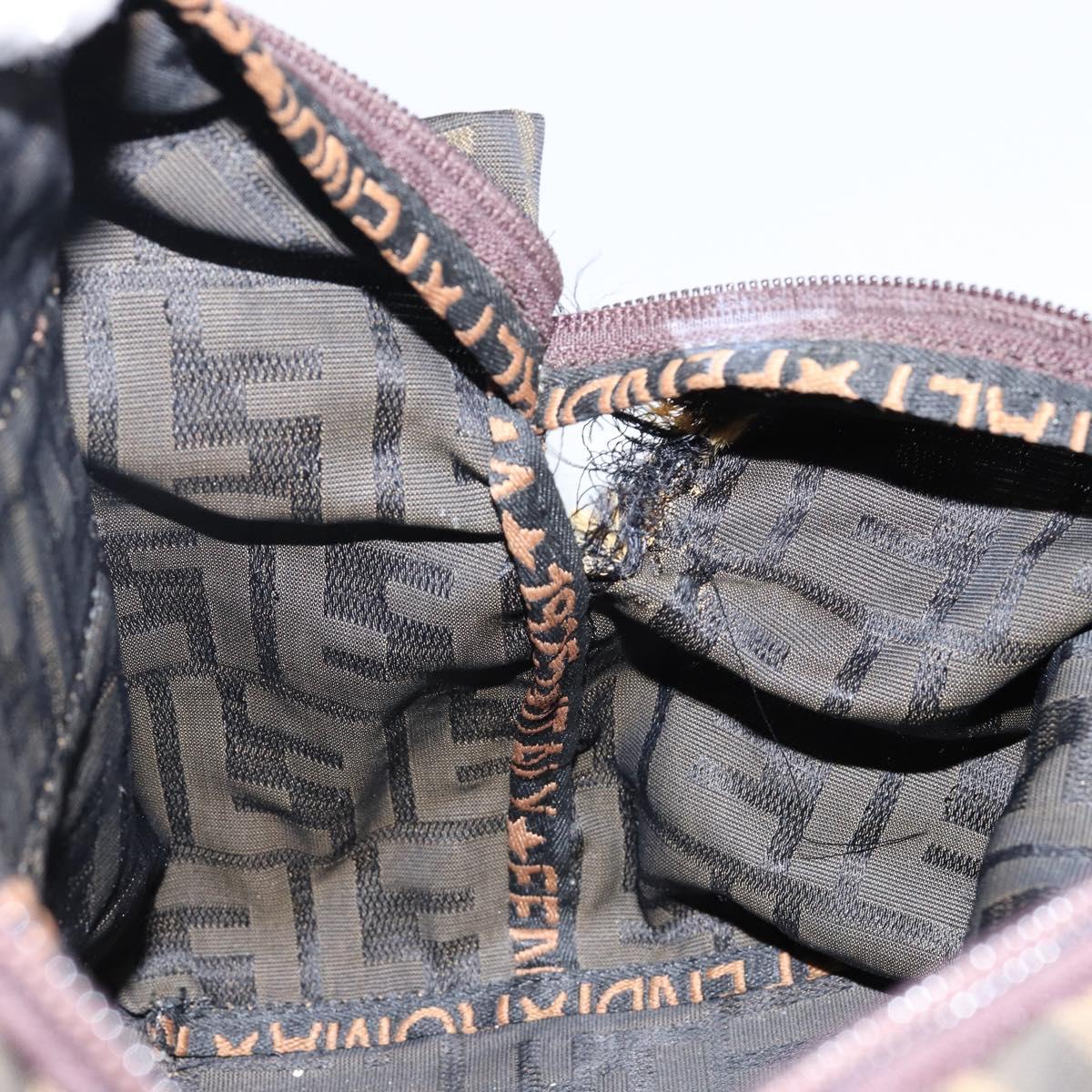 FENDI Zucca Canvas Hand Bag Black Brown Auth 144248