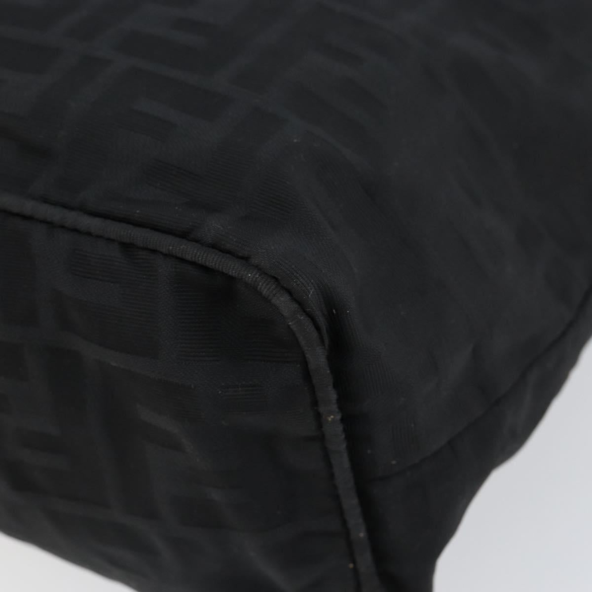 FENDI Zucca Canvas Tote Bag Black Silver Auth 144249