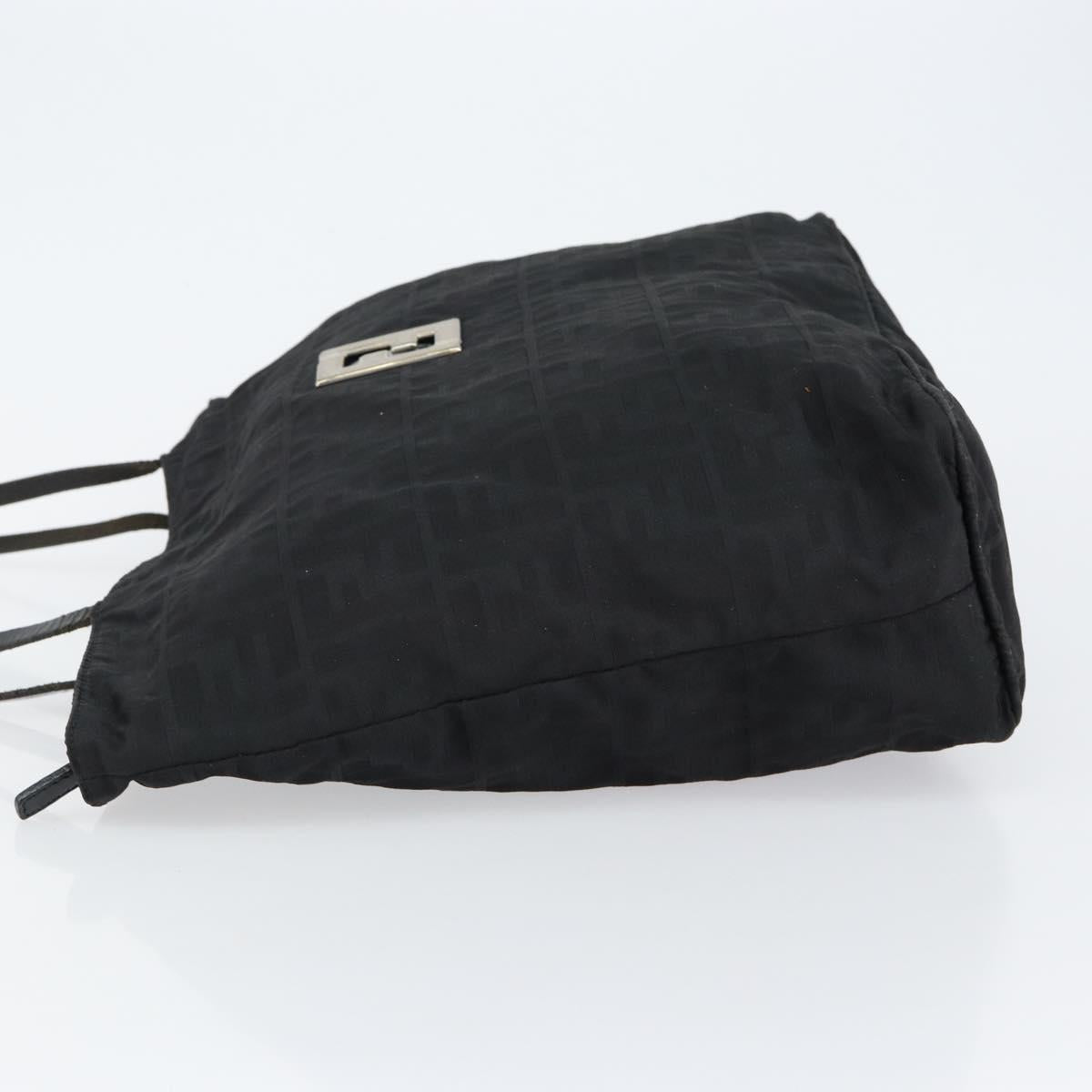 FENDI Zucca Canvas Tote Bag Black Silver Auth 144249