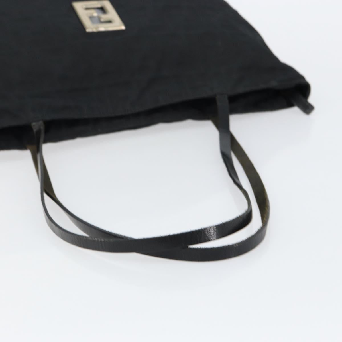 FENDI Zucca Canvas Tote Bag Black Silver Auth 144249