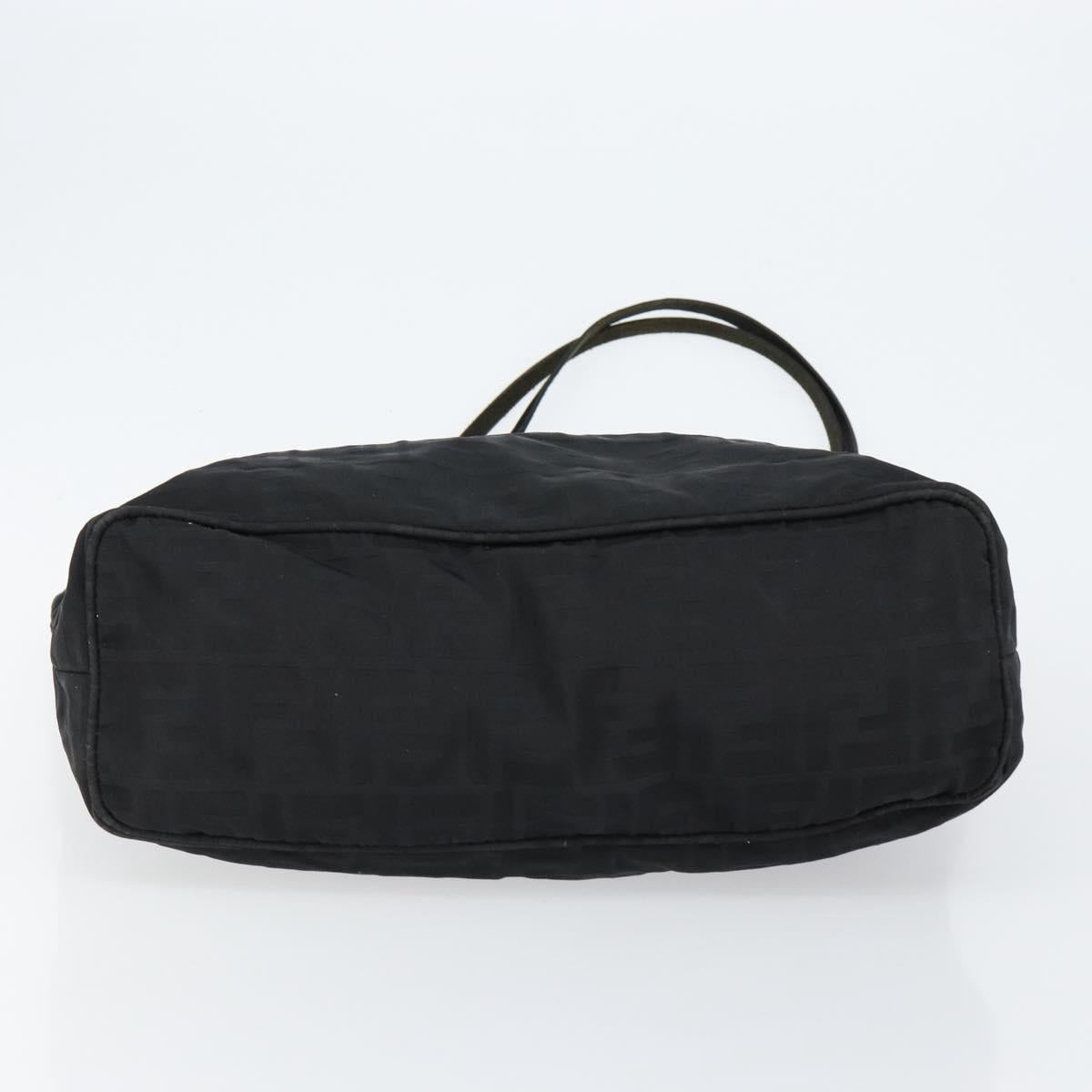 FENDI Zucca Canvas Tote Bag Black Silver Auth 144249